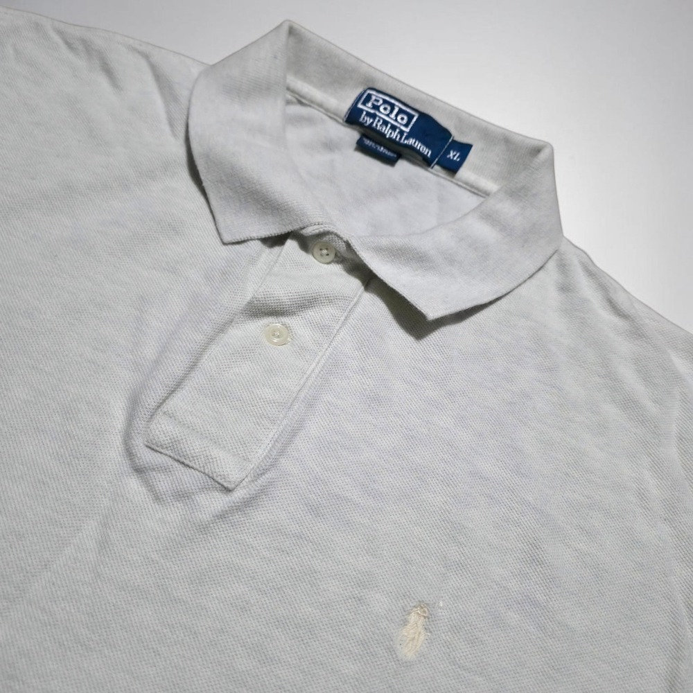 Vintage Polo Ralph Lauren Shirt Mens XXL Short Sleeve‎ 1/4 Button Beige Cotton